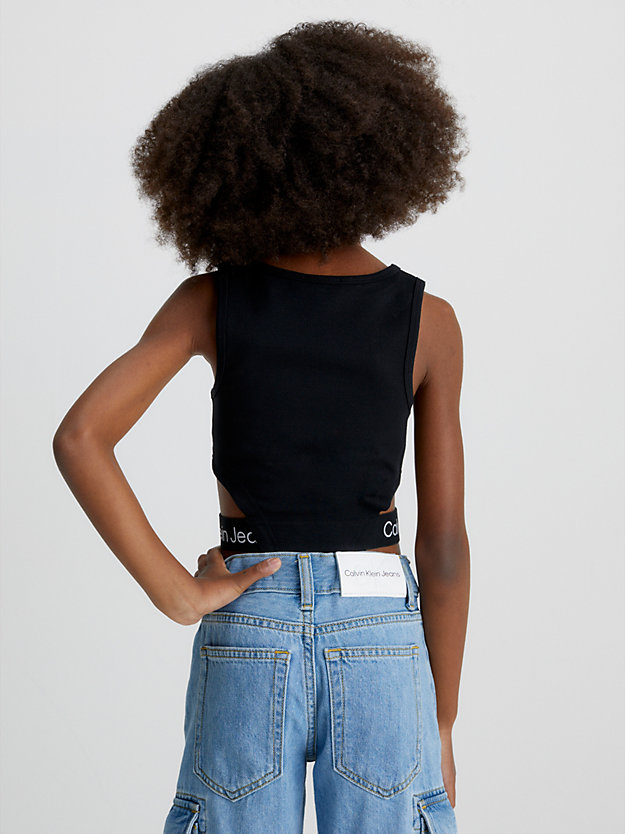 ck black cut out logo tank top for girls calvin klein jeans