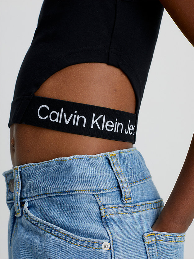 CK BLACK Cut Out Logo Tank Top for girls CALVIN KLEIN JEANS
