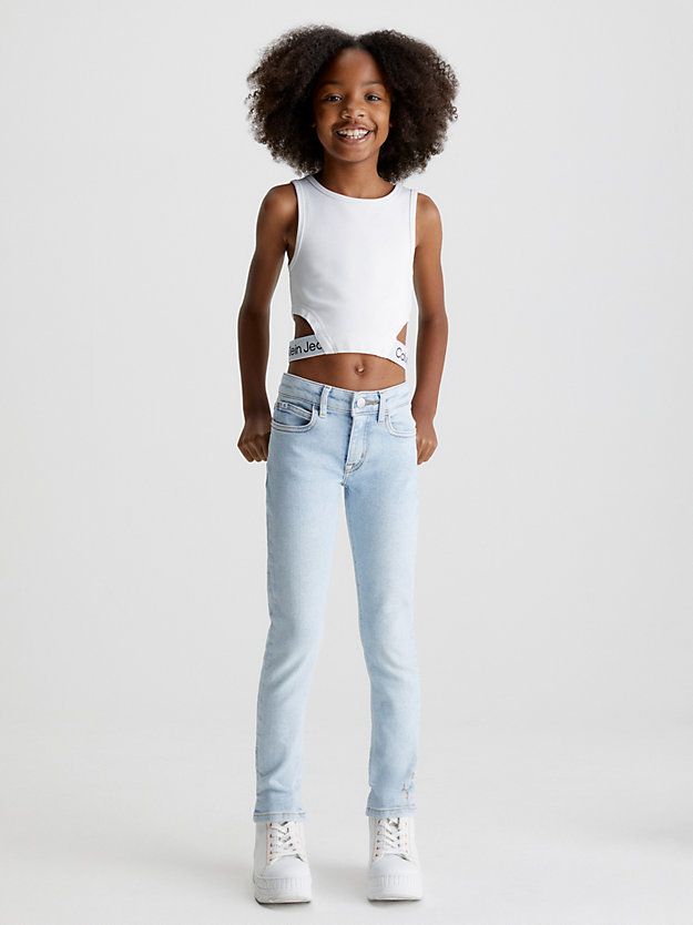 BRIGHT WHITE Cut Out Logo Tank Top for girls CALVIN KLEIN JEANS