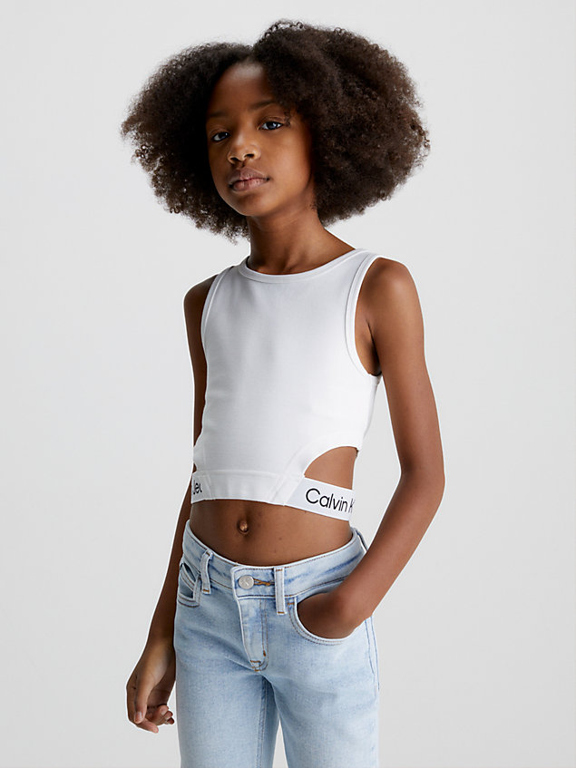 white tanktop met uitsnijding en logo voor meisjes - calvin klein jeans
