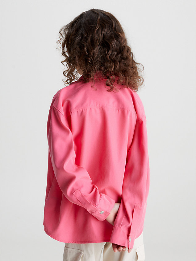 pink relaxed lyocell overshirt for girls calvin klein jeans