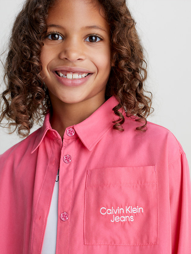 pink flash relaxed lyocell overshirt for girls calvin klein jeans