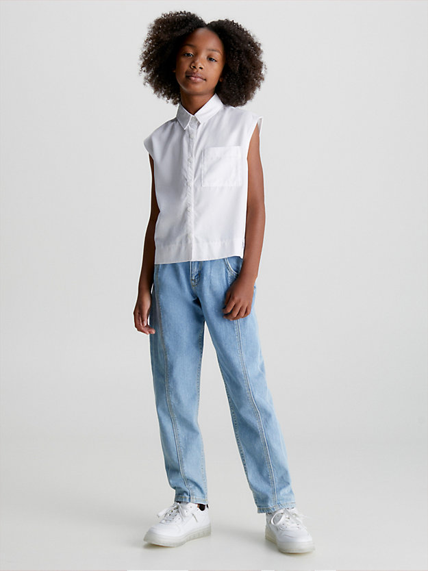 BRIGHT WHITE Lyocell Sleeveless Shirt for girls CALVIN KLEIN JEANS