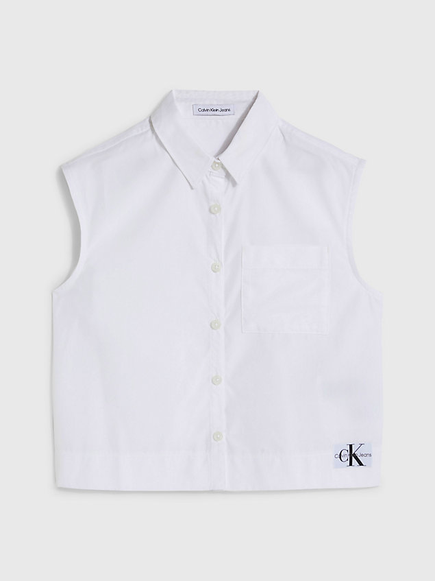 white lyocell sleeveless shirt for girls calvin klein jeans