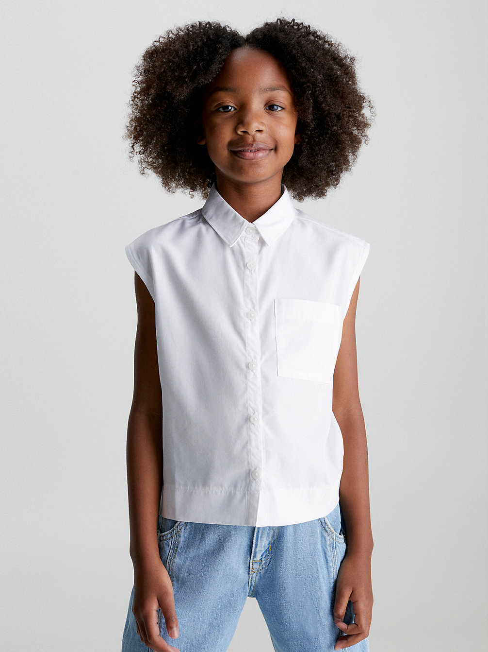 BRIGHT WHITE Mouwloos Lyocell Overhemd undefined girls Calvin Klein