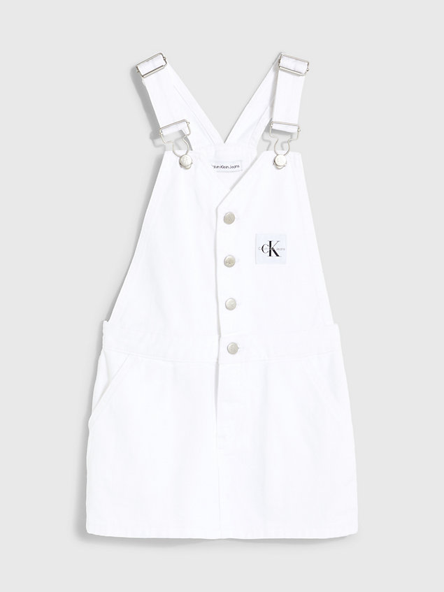 white denim dungaree dress for girls calvin klein jeans