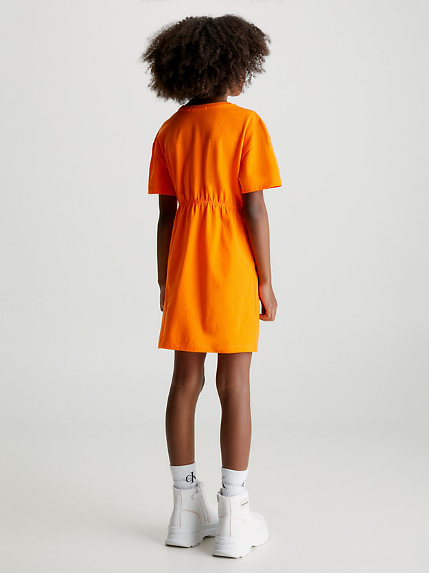 VIBRANT ORANGE Overlap T-shirt Dress for girls CALVIN KLEIN JEANS