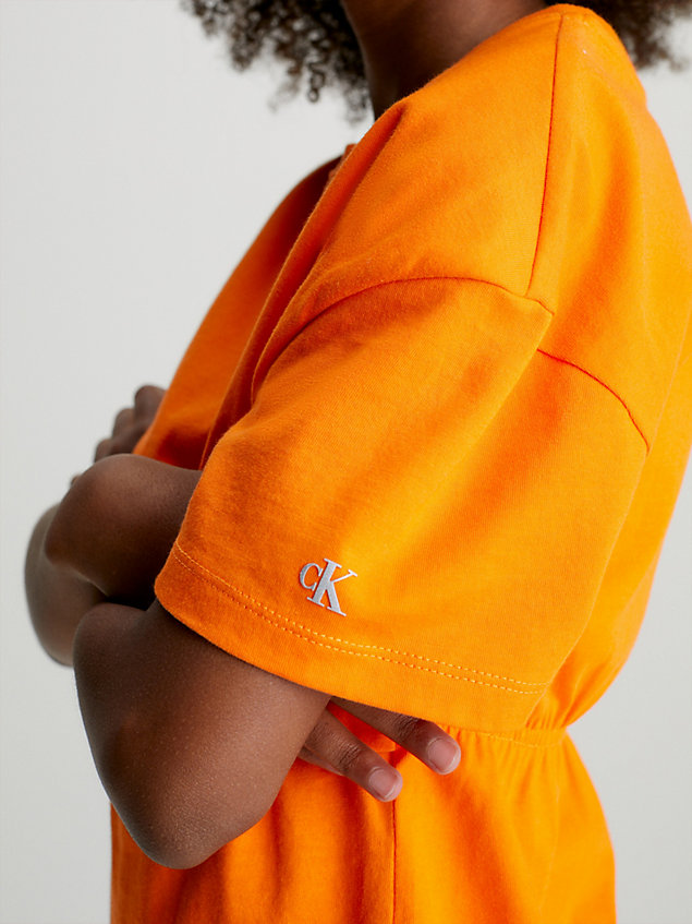 orange overlap t-shirt dress for girls calvin klein jeans