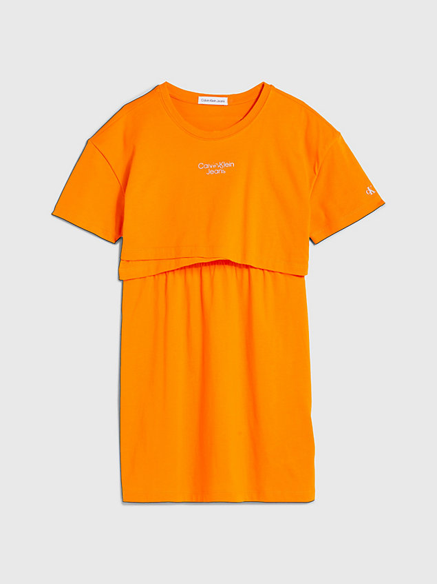 orange overlap t-shirt dress for girls calvin klein jeans