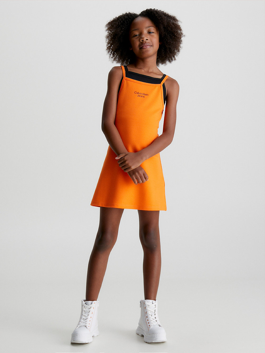 VIBRANT ORANGE Milano Slip Dress undefined girls Calvin Klein