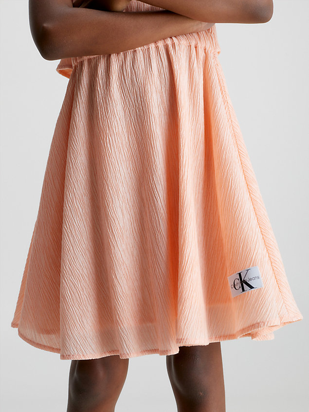 robe évasée en lyocell froissé orange pour filles calvin klein jeans