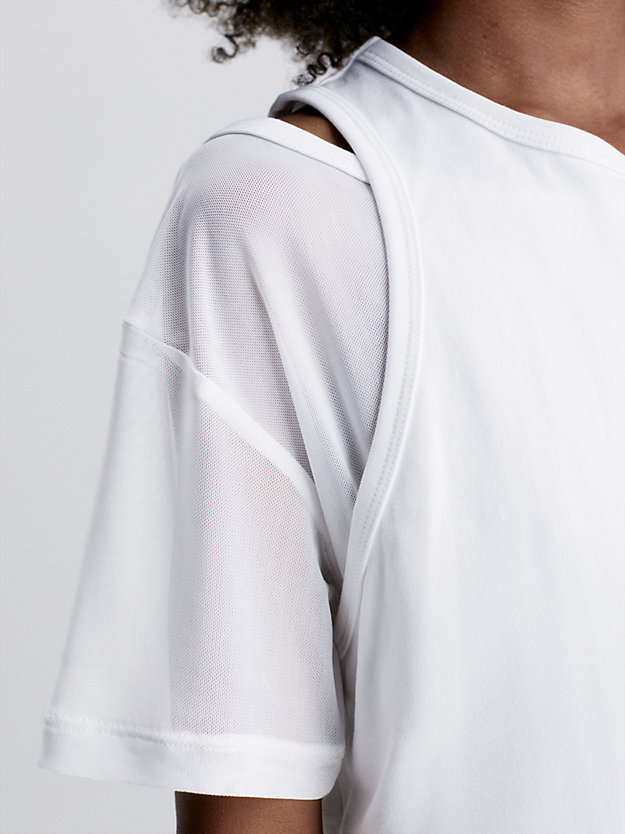 bright white slim layered mesh t-shirt dress for girls calvin klein jeans