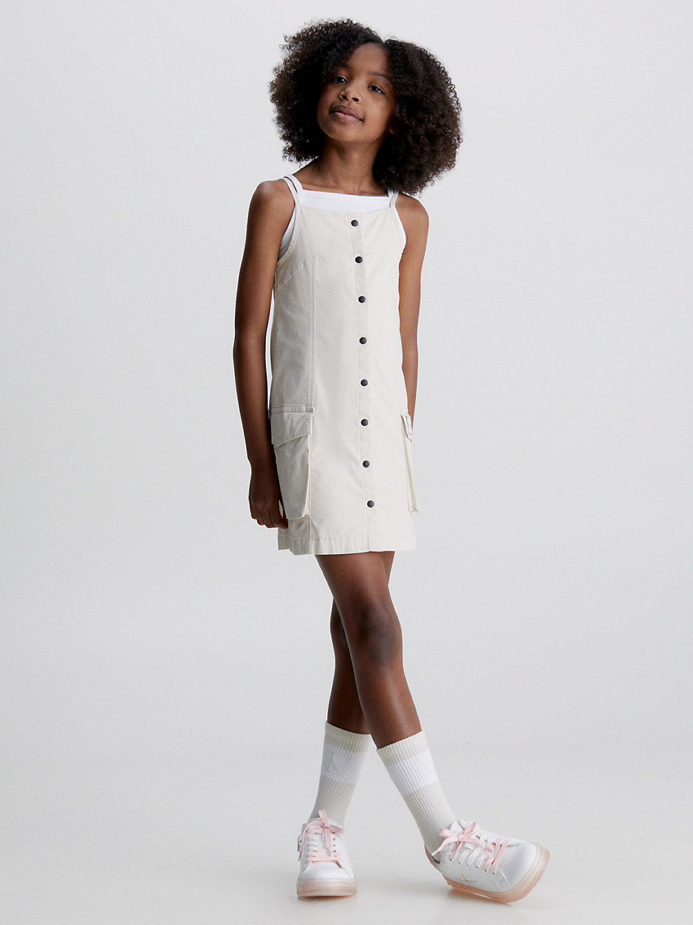 CLASSIC BEIGE Button Down Strap Dress undefined girls Calvin Klein