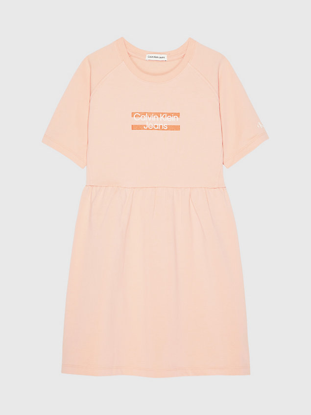 orange logo t-shirt dress for girls calvin klein jeans