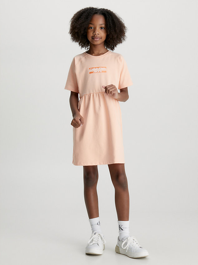 orange logo t-shirt dress for girls calvin klein jeans
