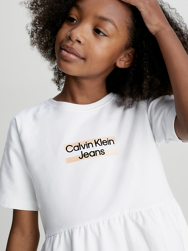 bright white logo t-shirt dress for girls calvin klein jeans
