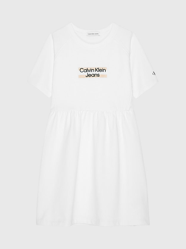 bright white logo t-shirt dress for girls calvin klein jeans