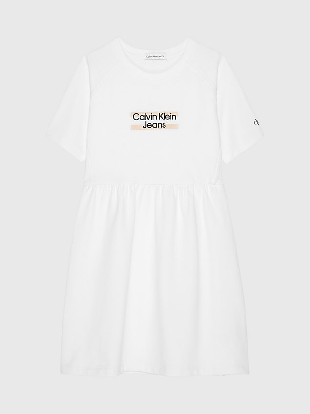 white logo t-shirt dress for girls calvin klein jeans