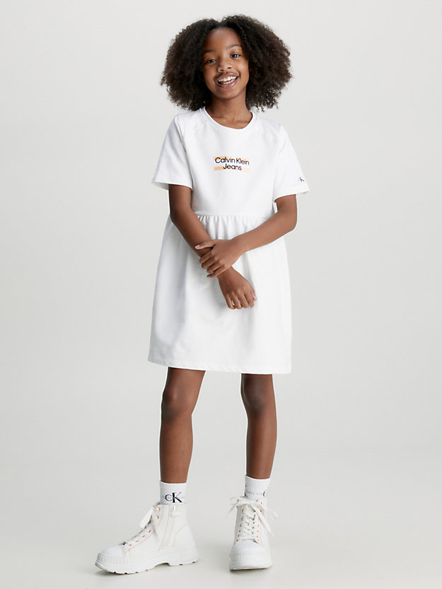 BRIGHT WHITE Logo T-shirt Dress for girls CALVIN KLEIN JEANS