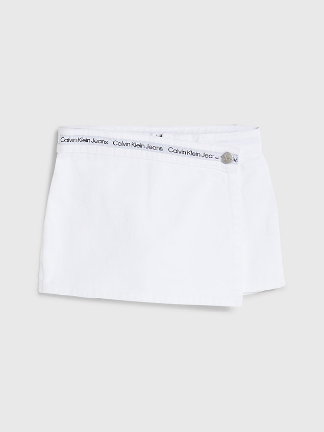 white denim skort met logo voor meisjes - calvin klein jeans