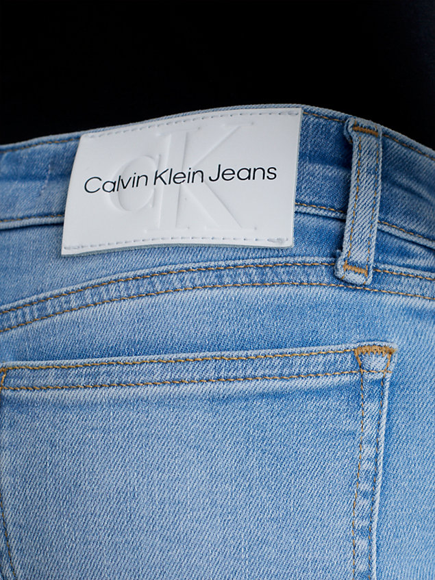 blue mid rise slim denim shorts for girls calvin klein jeans