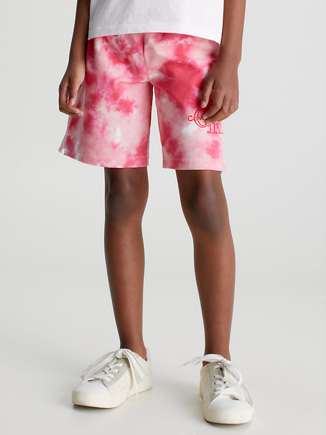 pink tie-dye korte broek voor meisjes - calvin klein jeans