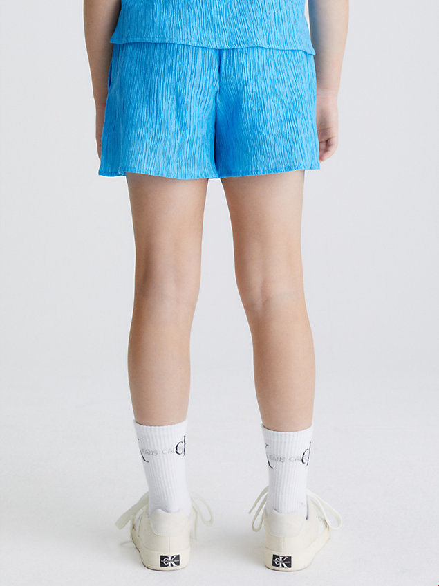 blue paperbag korte broek van gekreukt lyocell voor meisjes - calvin klein jeans