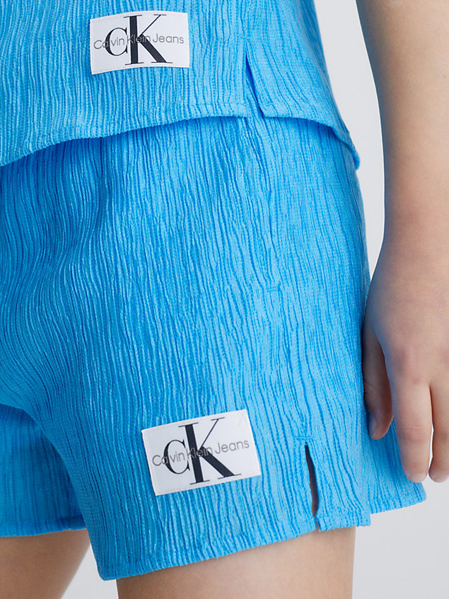 blue crinkle lyocell paperbag shorts for girls calvin klein jeans