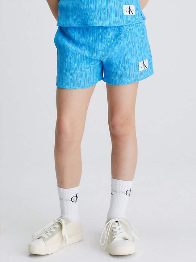 blue crinkle lyocell paperbag shorts for girls calvin klein jeans