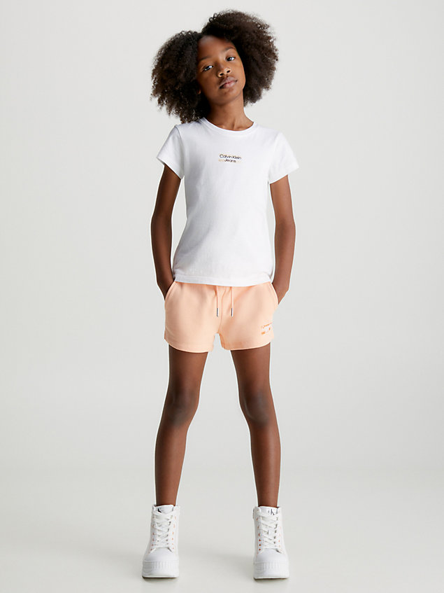 orange korte broek met logo van biologisch katoen voor meisjes - calvin klein jeans