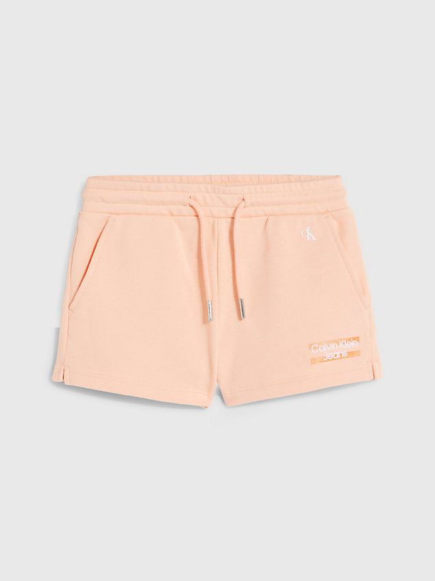 orange logo-shorts aus bio-baumwolle für maedchen - calvin klein jeans