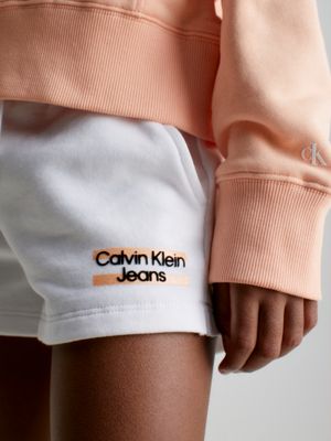 white organic cotton logo shorts for girls calvin klein jeans