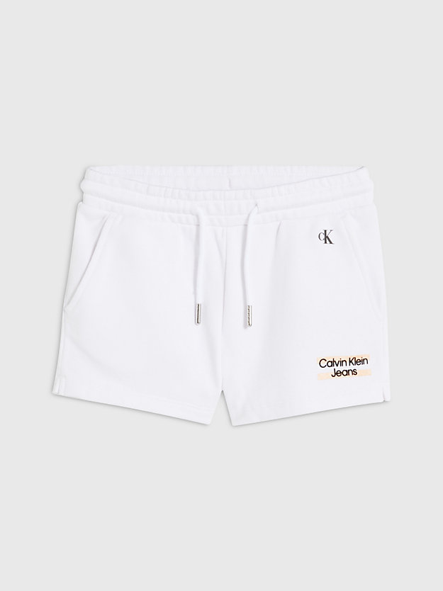 BRIGHT WHITE Organic Cotton Logo Shorts for girls CALVIN KLEIN JEANS