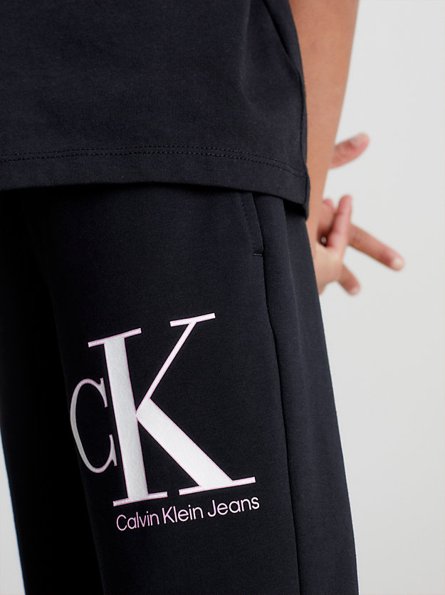 ck black colour reveal logo joggers for girls calvin klein jeans