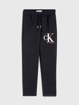ck black colour reveal logo joggers for girls calvin klein jeans