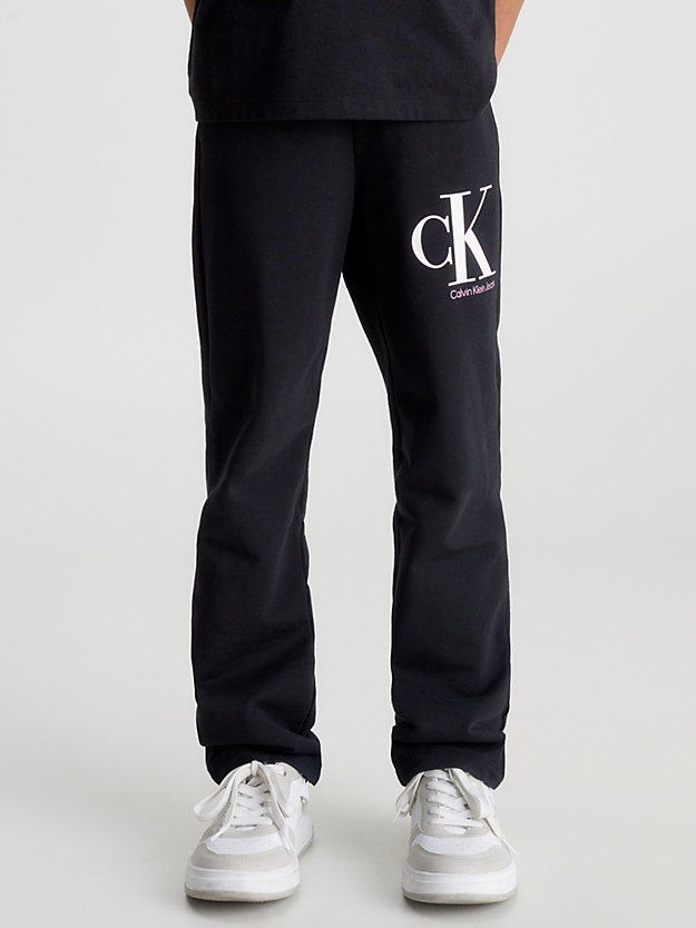 ck black colour reveal logo joggers for girls calvin klein jeans