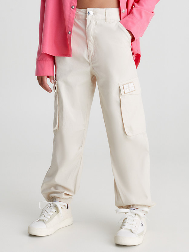 classic beige cargo trousers for girls calvin klein jeans