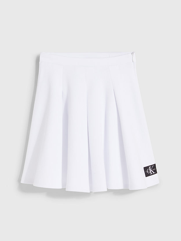 BRIGHT WHITE Pique Pleated Skirt for girls CALVIN KLEIN JEANS