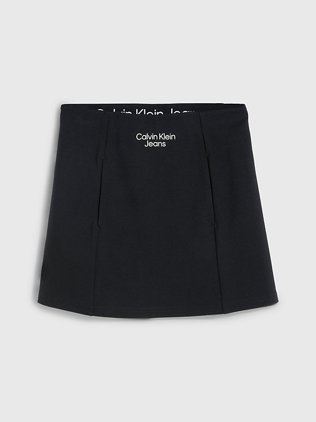 jupe avec logo en punto milano black pour filles calvin klein jeans
