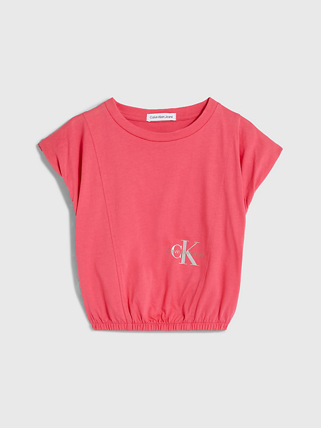 pink cap sleeve logo t-shirt for girls calvin klein jeans