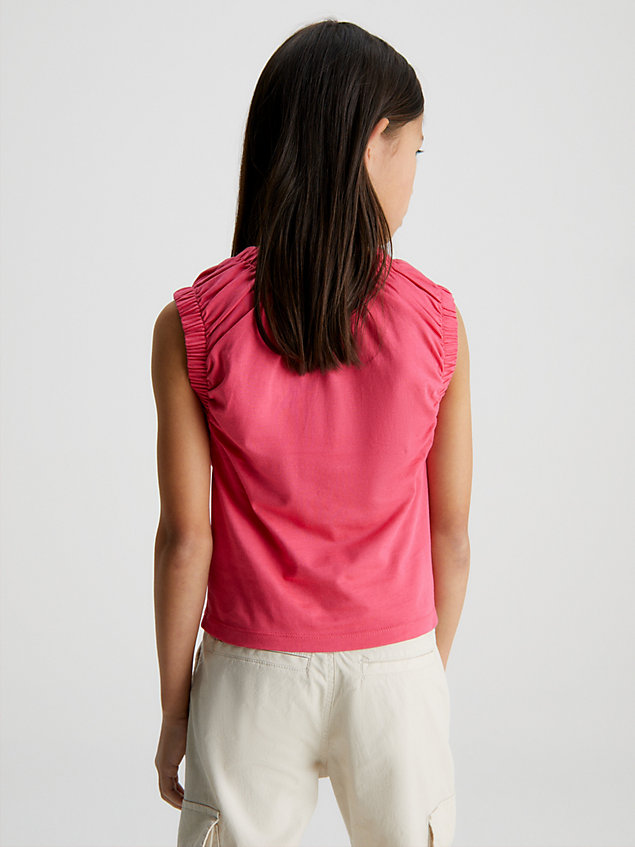 pink top mit gerafften flügelärmeln für maedchen - calvin klein jeans