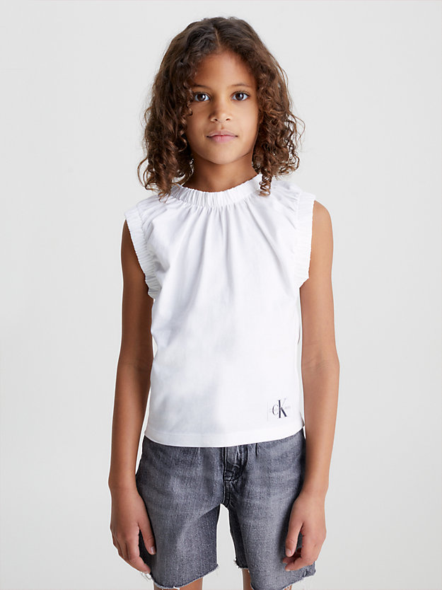 bright white cap sleeve gathered top for girls calvin klein jeans