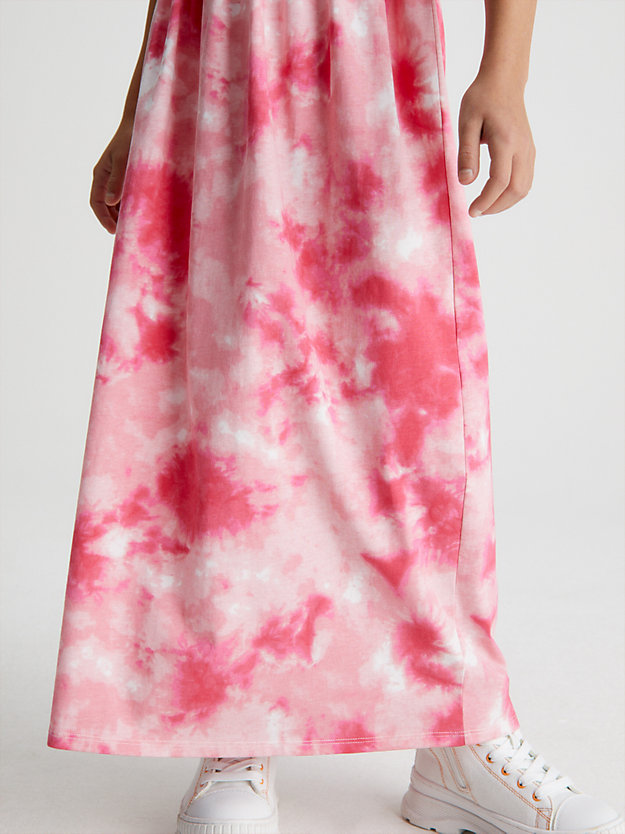 nature pink aop tie dye maxi dress for girls calvin klein jeans