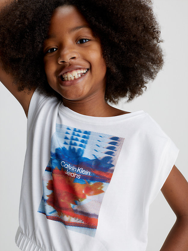 BRIGHT WHITE Organic Cotton Graphic T-Shirt for girls CALVIN KLEIN JEANS
