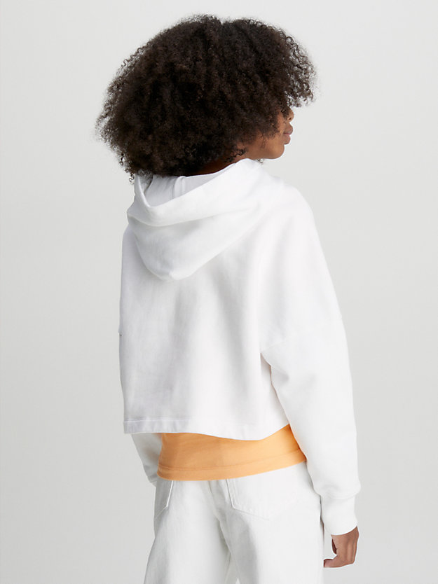 bright white boxy logo graphic hoodie for girls calvin klein jeans