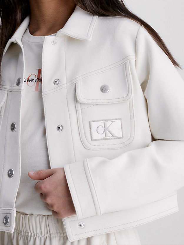 whitecap gray boxy shine workwear jacket for girls calvin klein jeans