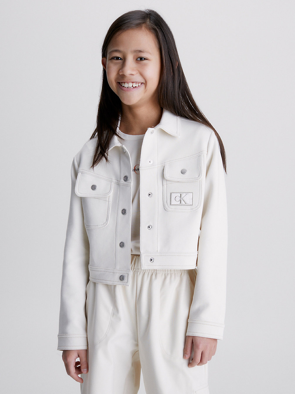WHITECAP GRAY Kastige, Glänzende Workwear-Jacke undefined girls Calvin Klein