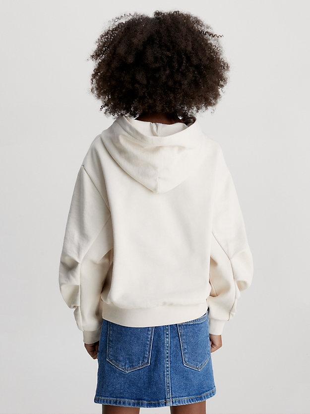 whitecap gray relaxed logo hoodie for girls calvin klein jeans