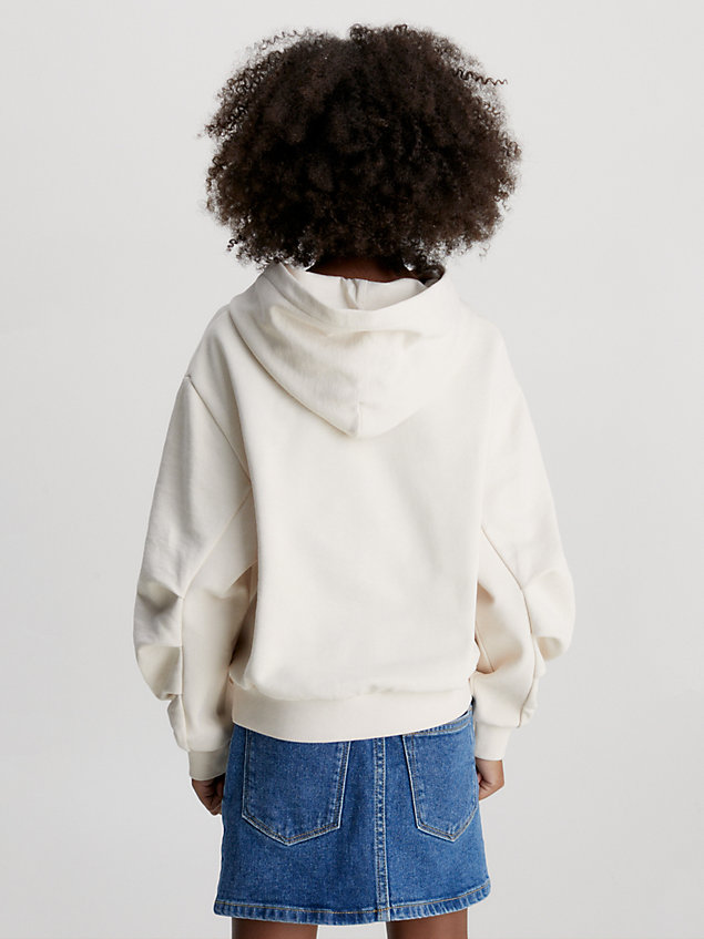 grey relaxed logo hoodie for girls calvin klein jeans