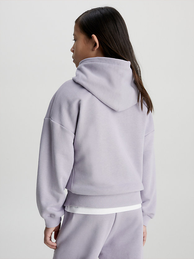 lavender aura relaxed hoodie met logo voor meisjes - calvin klein jeans